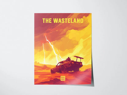 The Wasteland, Mad Max Framed Wall Art - Fury Road Warrior Furiosa Post Apocalyptic Poster Desert Sand Storm Travel Print Man Cave Decor Set