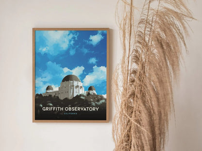 Los Angeles Framed Travel Poster, Los Angeles Griffith Observatory Poster Wall Art, California Travel Print, Coastal Airbnb Home Decor Art