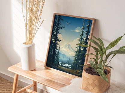 Olympic National Park Poster, Pacific Northwest Wall Art, Framed/Unframed Olympic Park Print, Nature Landscape Artwork, PNW Airbnb Decor