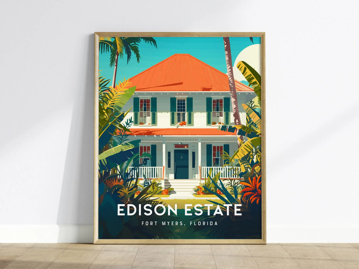 Thomas Edison Estate, Fort Myers, Florida - Historic Edison & Ford Winter Homes Wall Art Poster FL Travel Print Tropical Gulf Home Decor Set