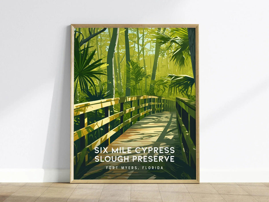 Six Mile Cypress Slough Preserve, Fort Myers, Florida - FL Wetlands Wall Art Poster Travel Print Tropical Nature Hiking Home Decor Gift Set - Swell Scenes