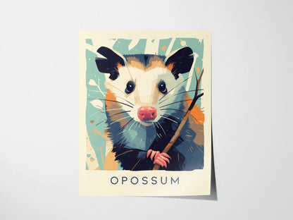 Opossum, Urban Wildlife Series, Possum Framed Wall Art - City Animal Collection Poster Design Print Funny Gift LA NYC Decor Statement Set