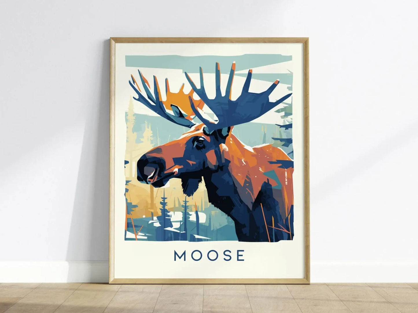 Moose, Wildlife Series, Swamp Donkey Framed Wall Art - North American Big Game Buck Deer Hunting Nature Poster Design Print Decor Gift Set