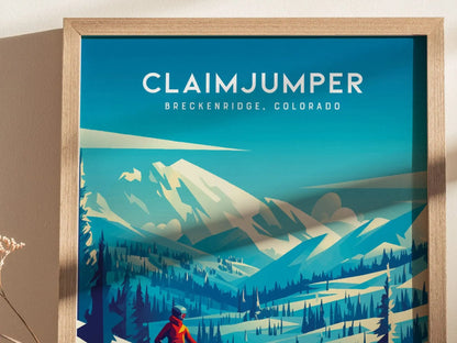 Breckenridge Ski Resort Poster, Claimjumper Run Wall Art, Framed/Unframed Breckenridge Print, Colorado Ski Airbnb Decor, Winter Sports Gift