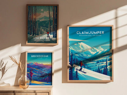 Breckenridge Ski Resort Poster, Claimjumper Run Wall Art, Framed/Unframed Breckenridge Print, Colorado Ski Airbnb Decor, Winter Sports Gift