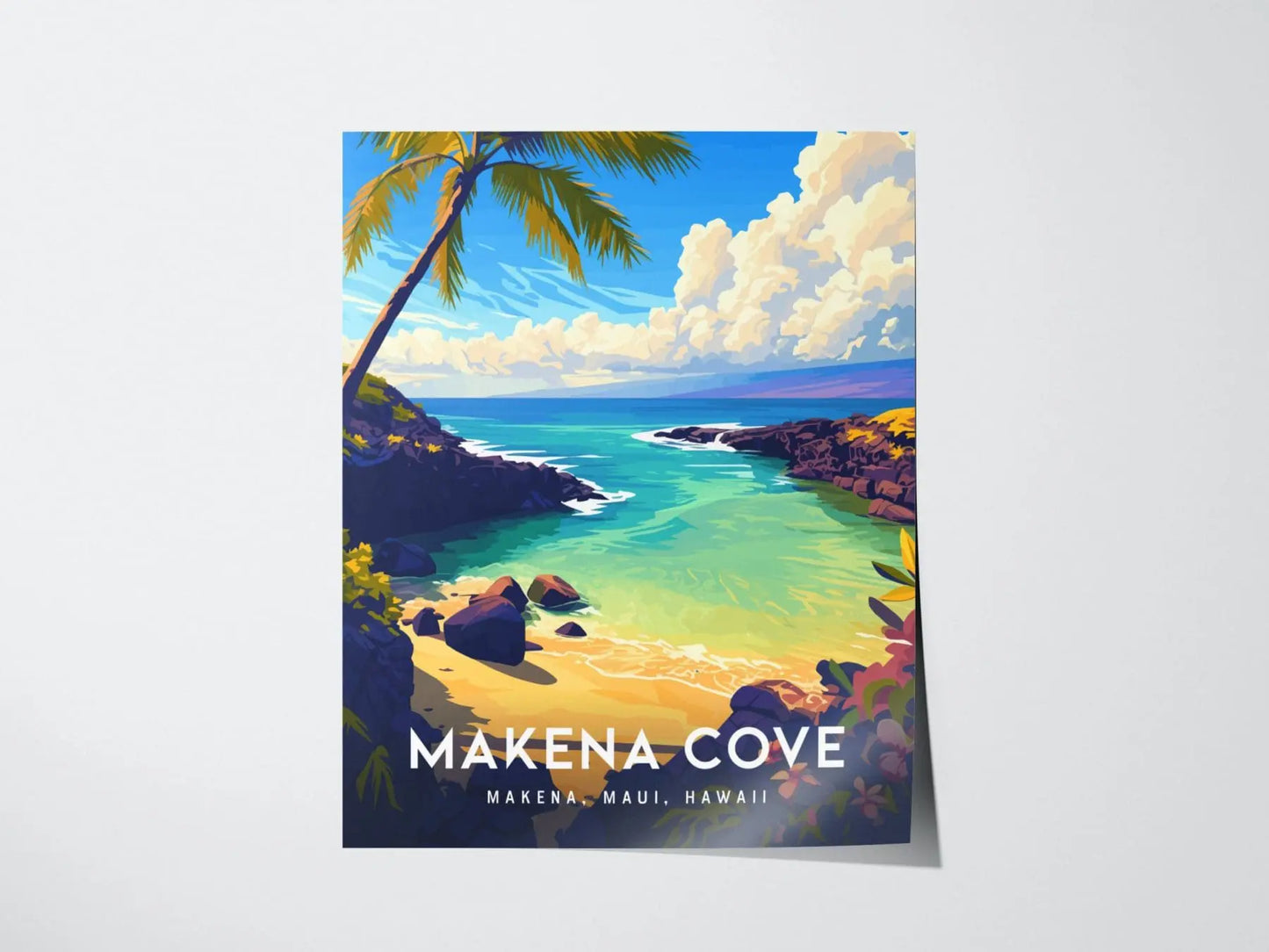 Makena Cove, Maui, Hawaii | Wailea Beach Island Framed Wall Art Poster Travel Artwork Hawaiian Lush Tropical Wedding Gift Honeymoon Decor