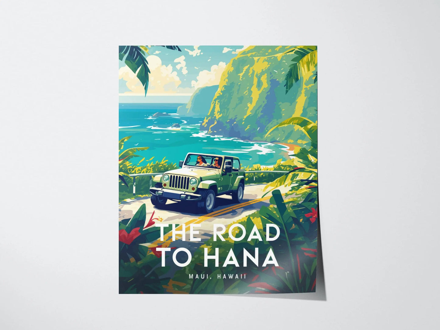 Road To Hana, Maui, Hawaii - Wall Art Poster Design Travel Print Travel Adventure Ocean Tropical Gift