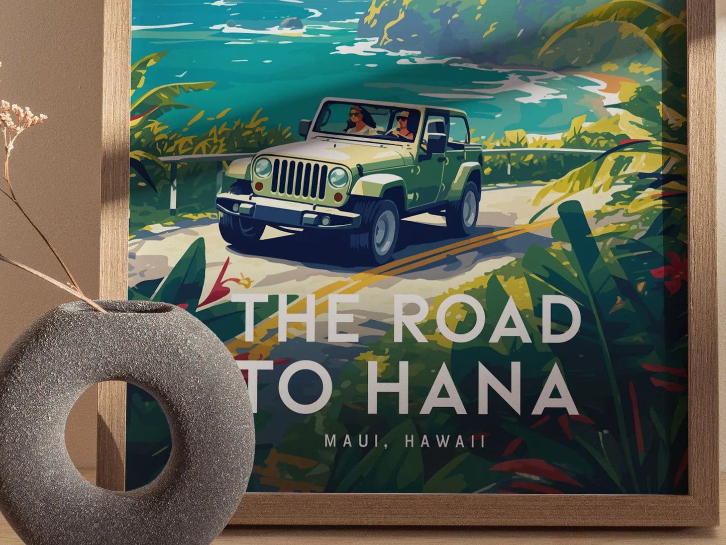 Road To Hana, Maui, Hawaii - Wall Art Poster Design Travel Print Travel Adventure Ocean Tropical Gift