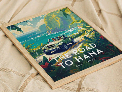 Road To Hana, Maui, Hawaii - Wall Art Poster Design Travel Print Travel Adventure Ocean Tropical Gift