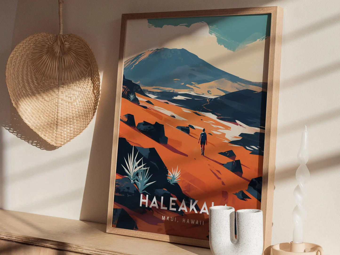 Haleakala National Park, Maui, Hawaii - Wall Art Poster Design Travel Print Hiker Backpacker Adventure Hawaiian Islands Gift