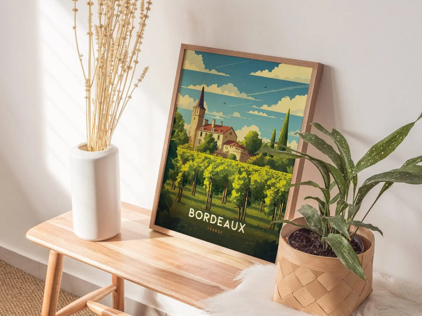 Bordeaux France Wine Country Framed Wall Art, Bordeaux Framed Artwork Poster, Travel Winery Vineyard France Home Gift Decor, Airbnb Decor