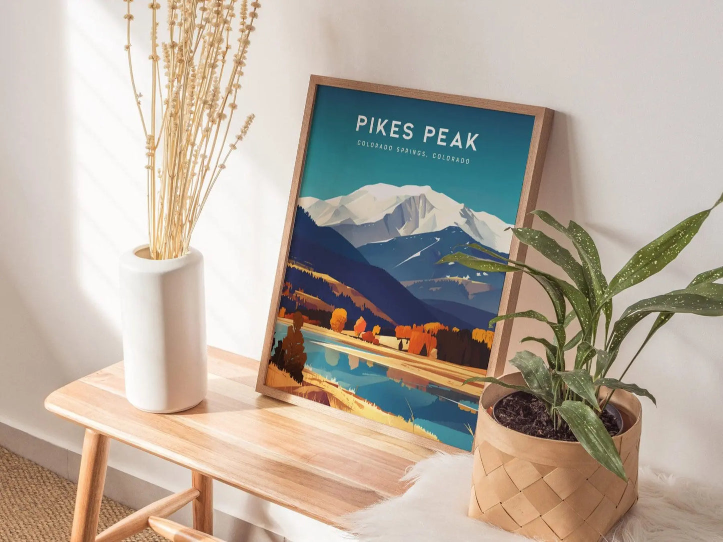 Pikes Peak, Colorado Springs, Colorado - Pikes Peak Wall Art Poster Design Travel Print Mountains Hiker Backpacker Rock Climber Rockies Gift