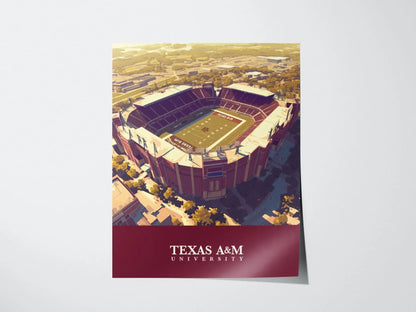 Texas A&M University Kyle Field Poster, Aggies Campus Art, Framed/Unframed TAMU Print, College Station Art, Alumni Gift, Graduation Decor