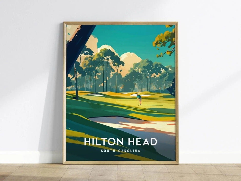 Hilton Head Island Golf, South Carolina - Atlantic Dunes Course Wall Art Golfing Travel Poster Print Southeast Home Decor Golfer Gift Set - Swell Scenes