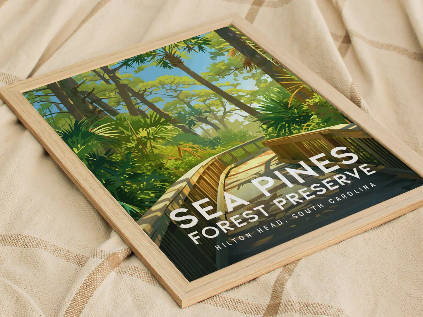 Sea Pines Forest Preserve, Hilton Head Island, South Carolina Wall Art - SC Nature Travel Poster Print Southeast Beach Home Decor Gift Set