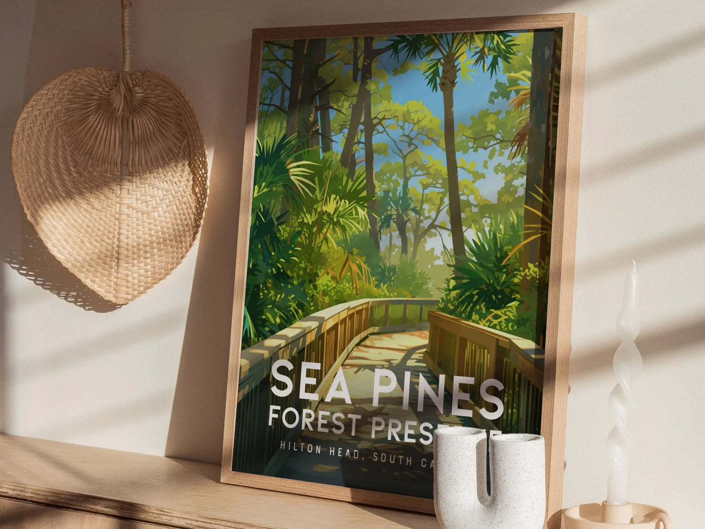 Sea Pines Forest Preserve, Hilton Head Island, South Carolina Wall Art - SC Nature Travel Poster Print Southeast Beach Home Decor Gift Set