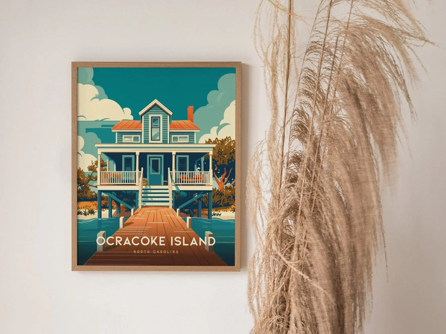 Ocracoke Island Framed Print, Outer Banks Ocracoke Island Poster, Outer Banks NC Print, Ocracoke Island Art, Outer Banks Airbnb Home Decor