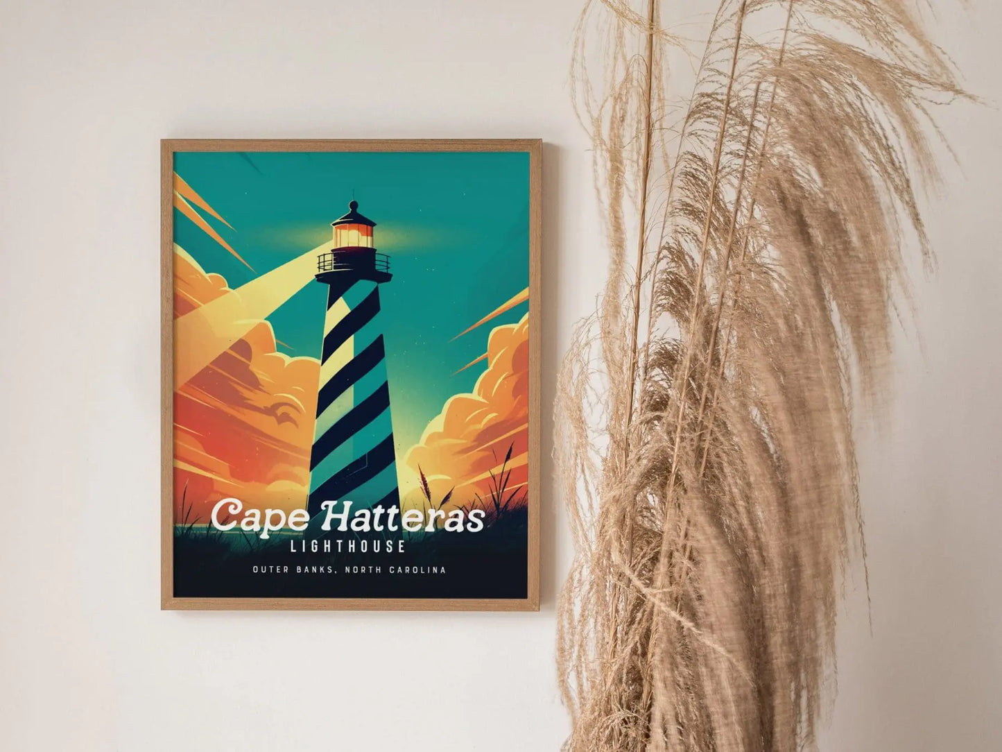 Cape Hatteras Lighthouse Framed Wall Art, North Carolina  Outer Banks Lighthouse Poster, OBX Unframed Print, Cape Hatteras Airbnb Home Decor