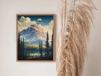 Jasper National Park Framed and Unframed Travel Poster, Alberta Canada Wall Art, Jasper Park Poster, National Parks Custom Travel Home Decor