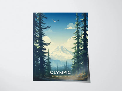 Olympic National Park Poster, Pacific Northwest Wall Art, Framed/Unframed Olympic Park Print, Nature Landscape Artwork, PNW Airbnb Decor