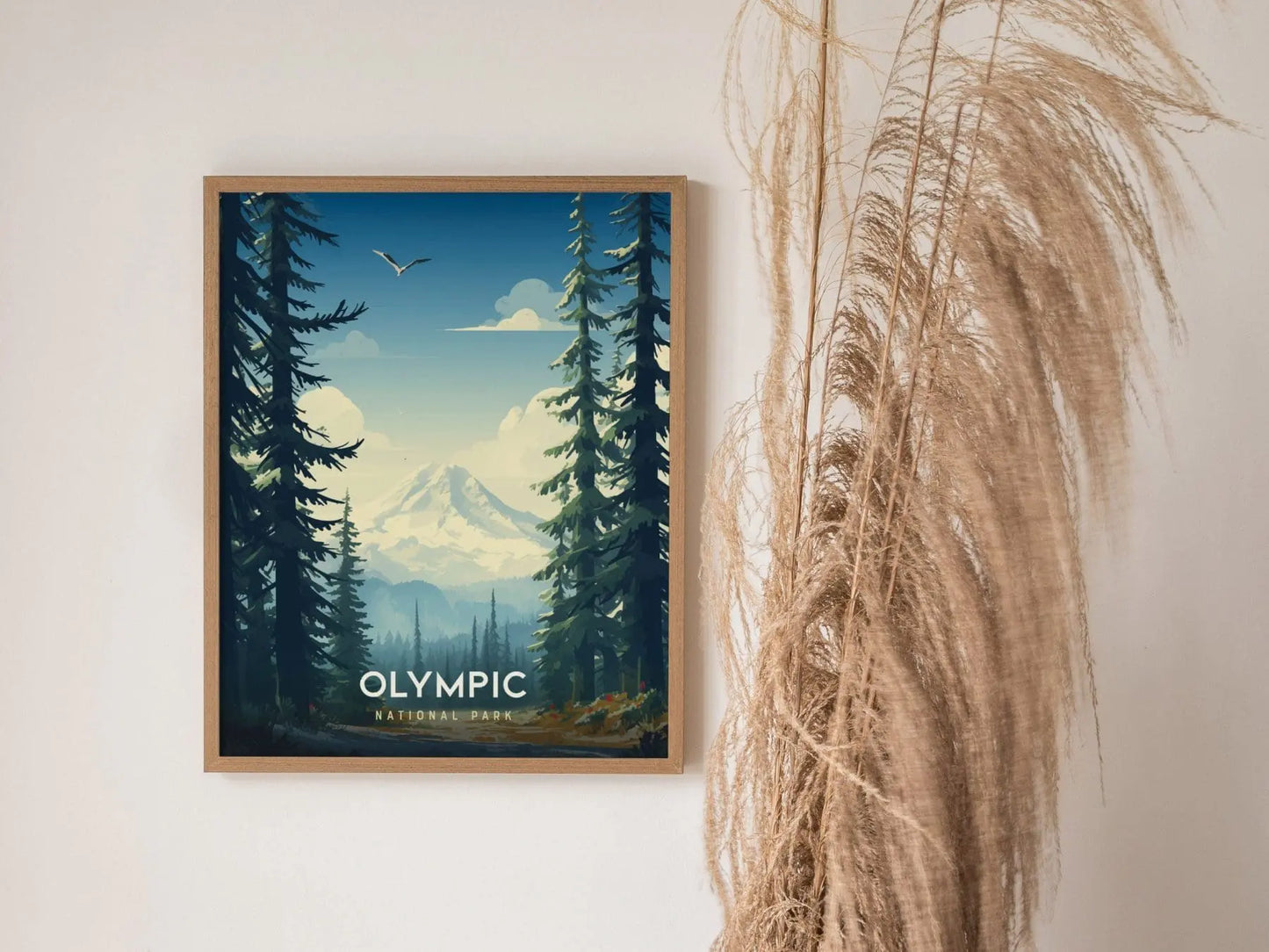 Olympic National Park Poster, Pacific Northwest Wall Art, Framed/Unframed Olympic Park Print, Nature Landscape Artwork, PNW Airbnb Decor