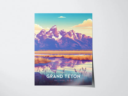 Grand Teton National Park Poster, Wyoming Mountain Wall Art, Framed/Unframed Grand Teton Print, Nature Landscape Artwork, National Park Gift