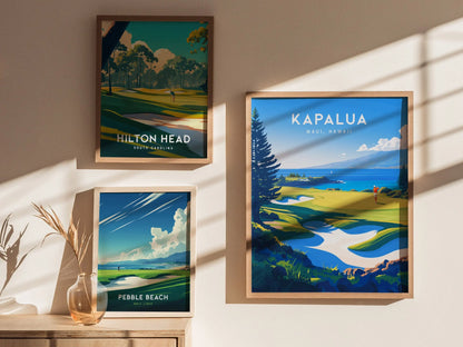 Kapalua Golf Course Maui Hawaii Framed Wall Art - Golfer Gift Poster Travel Print Man Cave Golfing Vacation Napili Home Decor PGA Artwork