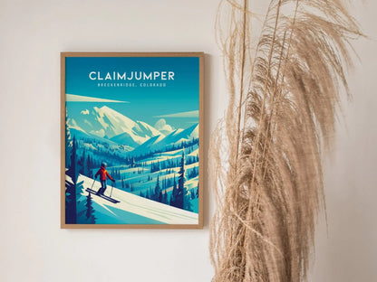 Breckenridge Ski Resort Poster, Claimjumper Run Wall Art, Framed/Unframed Breckenridge Print, Colorado Ski Airbnb Decor, Winter Sports Gift