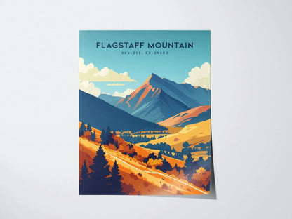 Flagstaff Mountain, Boulder, Colorado - Flagstaff Wall Art Poster Design Travel Print Mountains Hiker Backpacker Rock Climber Rockies Gift