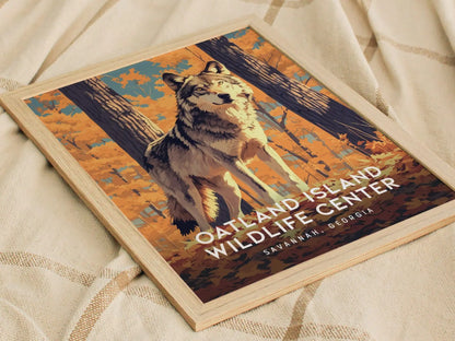 Oatland Island Wildlife Center, Savannah, Georgia -  Wolf Art Southern Nature Wall Artwork Poster Design Travel Print Home Decor Gift Set