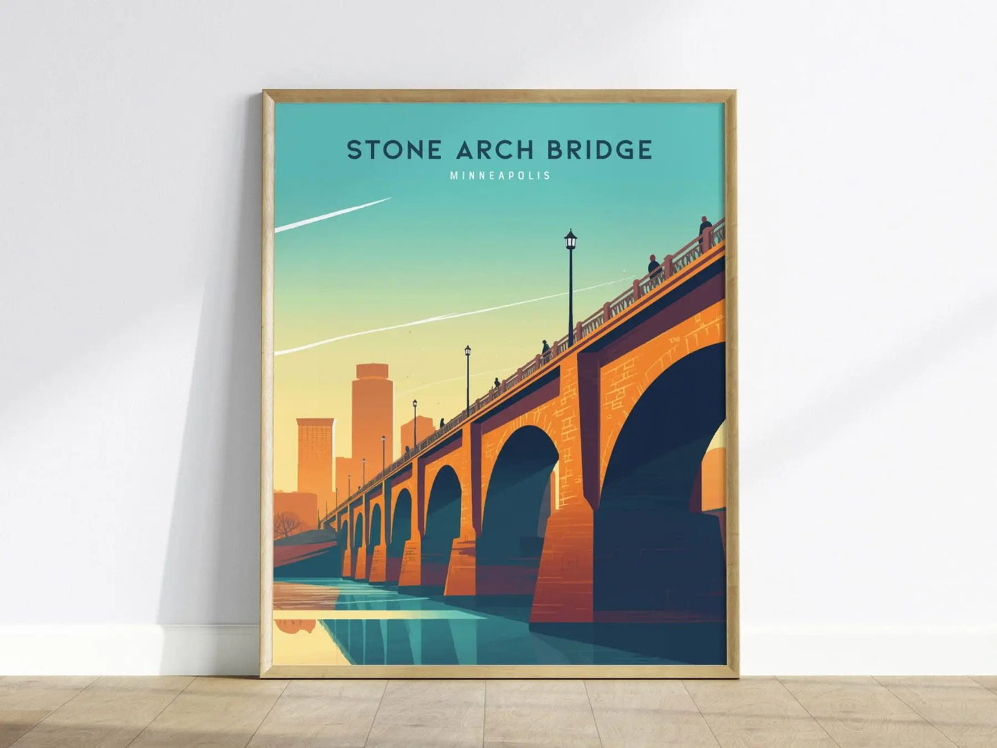 Stone Arch Bridge Poster, Minneapolis MN Wall Art, Framed/Unframed Minnesota Bridge Print, Historic Architecture Artwork, MN Airbnb Decor