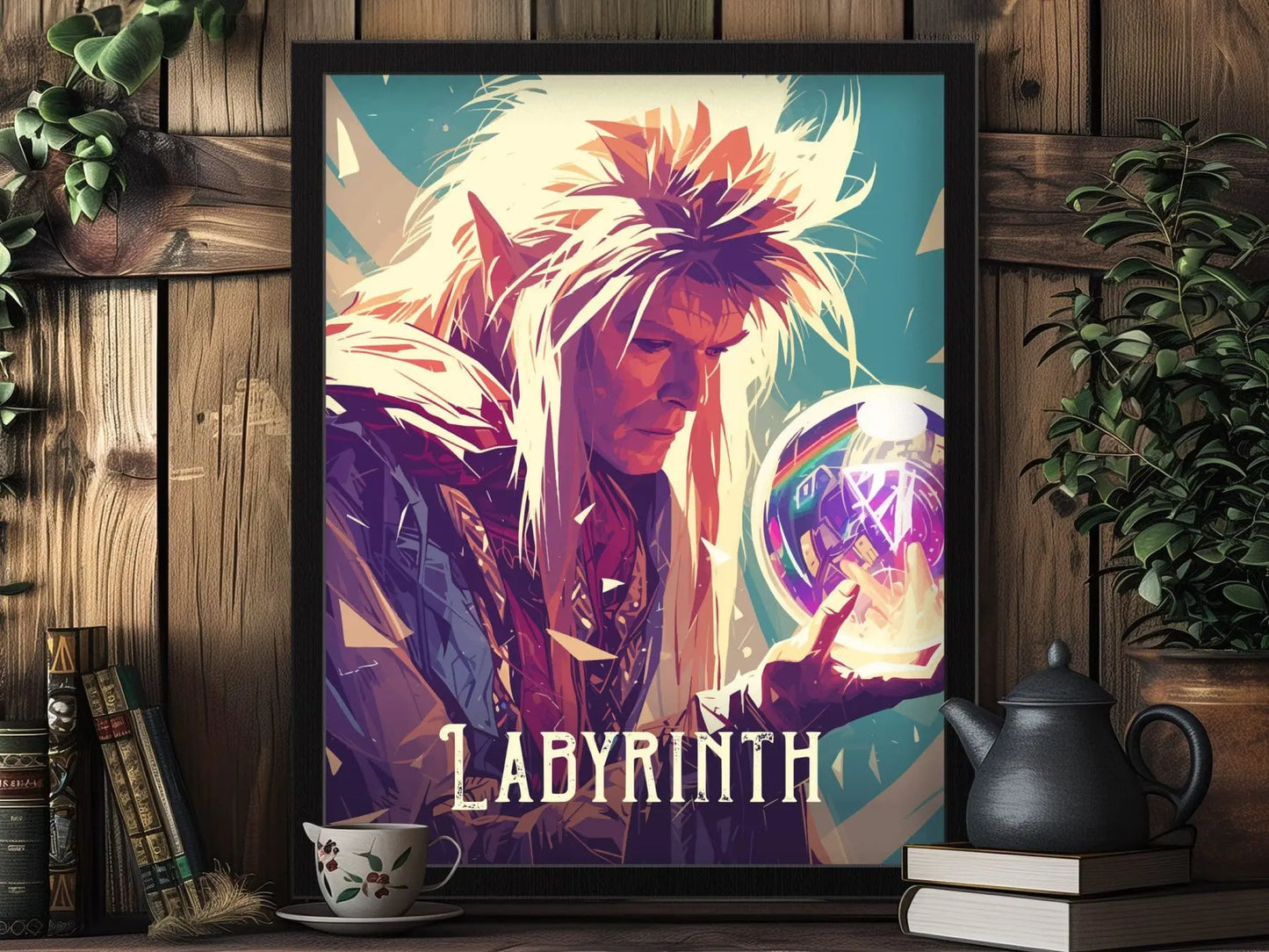 Labyrinth Film Framed Poster, 80s Nostalgia Wall Art | Classic Jim Henson 1980s Nostalgic Movie David Bowie Fan Fantasy Nostalgia Decor Gift