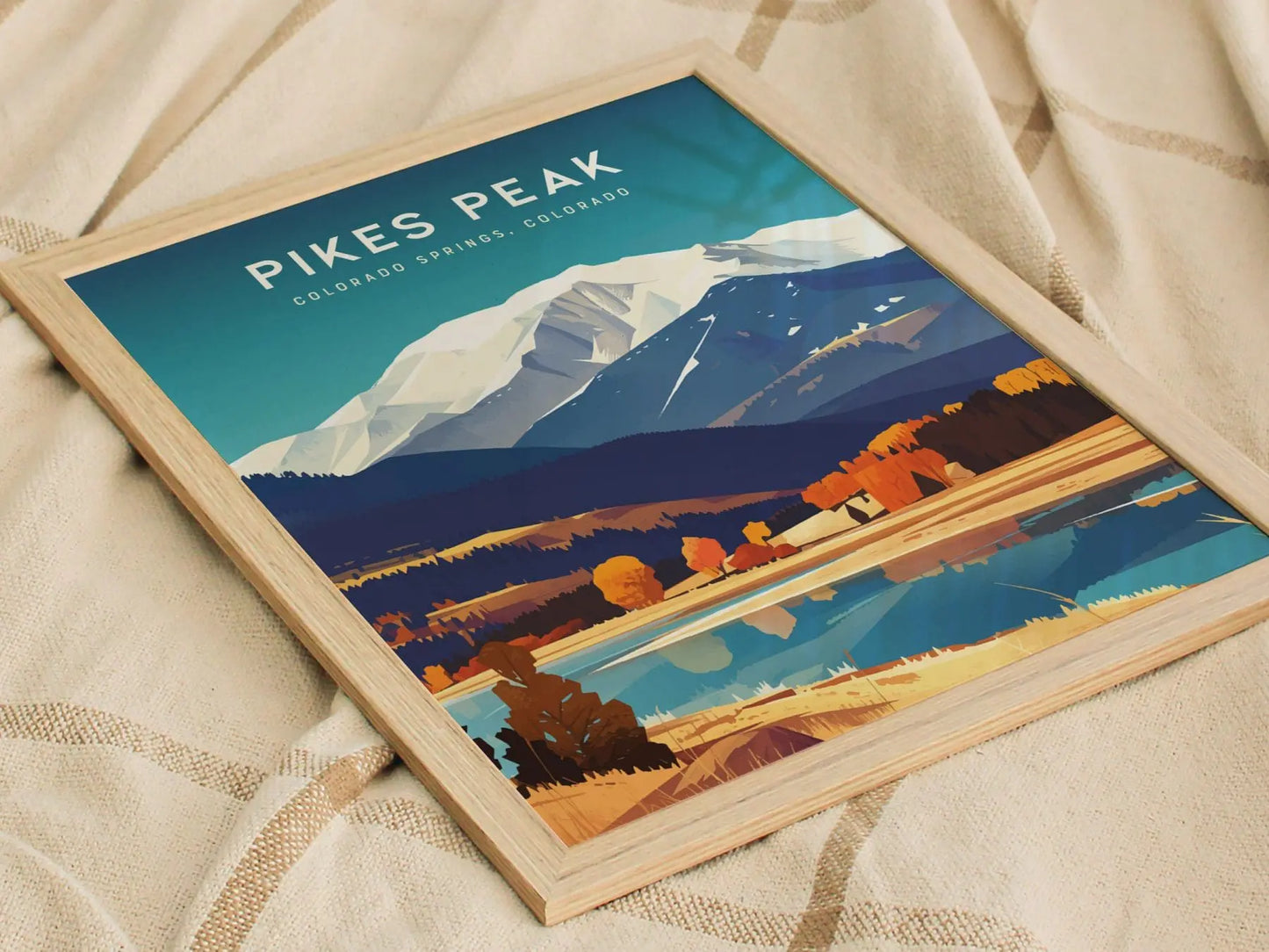 Pikes Peak, Colorado Springs, Colorado - Pikes Peak Wall Art Poster Design Travel Print Mountains Hiker Backpacker Rock Climber Rockies Gift