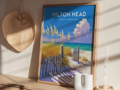 Hilton Head Coligny Beach, South Carolina - Folly Field Park Wall Art Island Travel Poster Print Southeast Home Decor Ocean House Gift Set