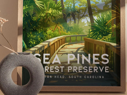 Sea Pines Forest Preserve, Hilton Head Island, South Carolina Wall Art - SC Nature Travel Poster Print Southeast Beach Home Decor Gift Set