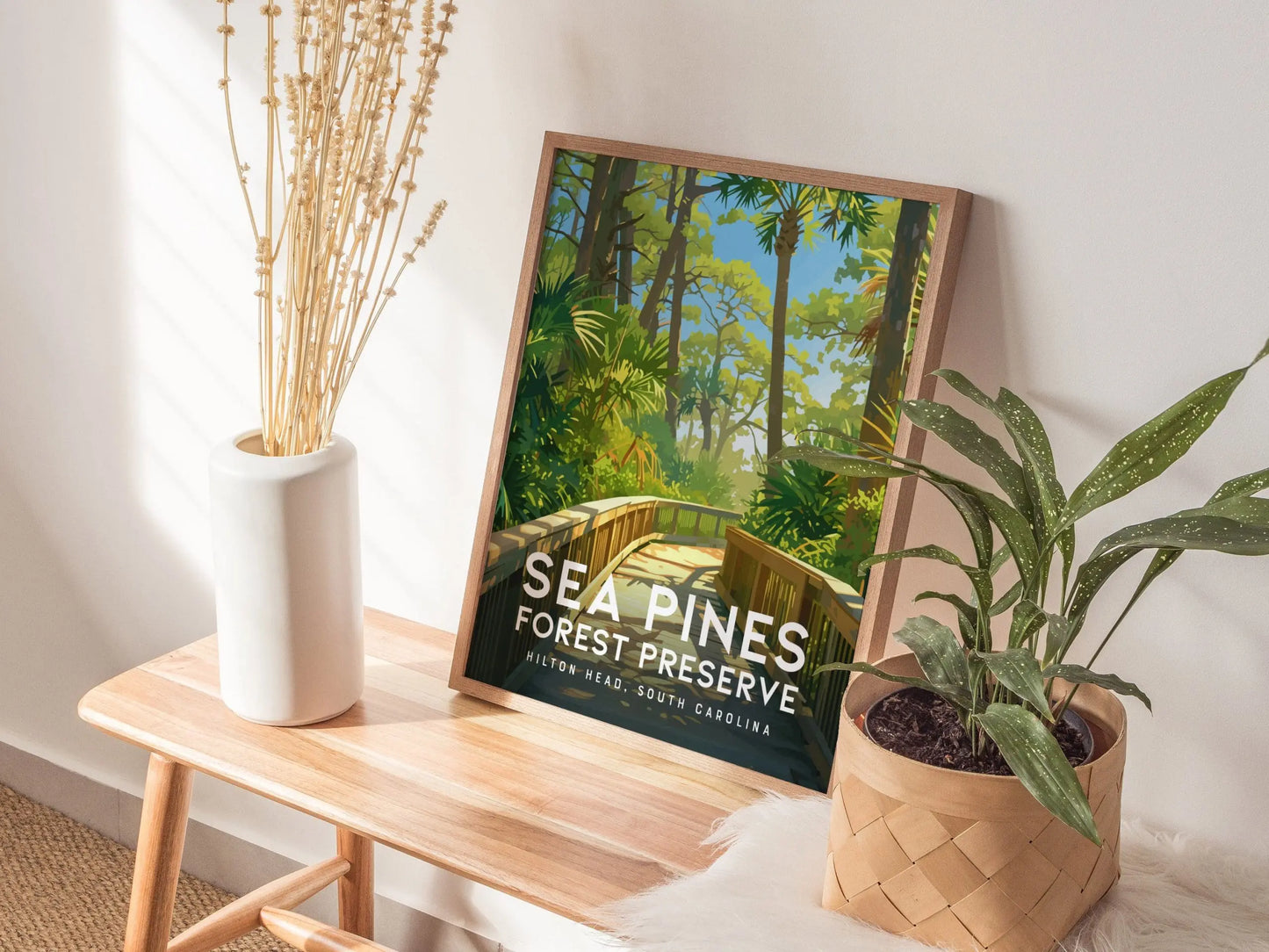 Sea Pines Forest Preserve, Hilton Head Island, South Carolina Wall Art - SC Nature Travel Poster Print Southeast Beach Home Decor Gift Set