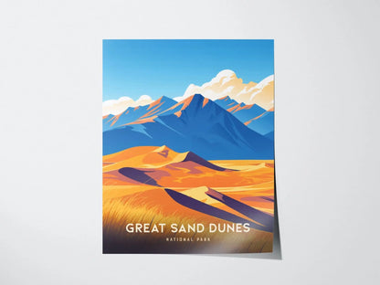 Great Sand Dunes National Park Poster, Colorado Dunes Wall Art, Framed/Unframed Landscape Print, Desert Mountain Decor, National Park Gift