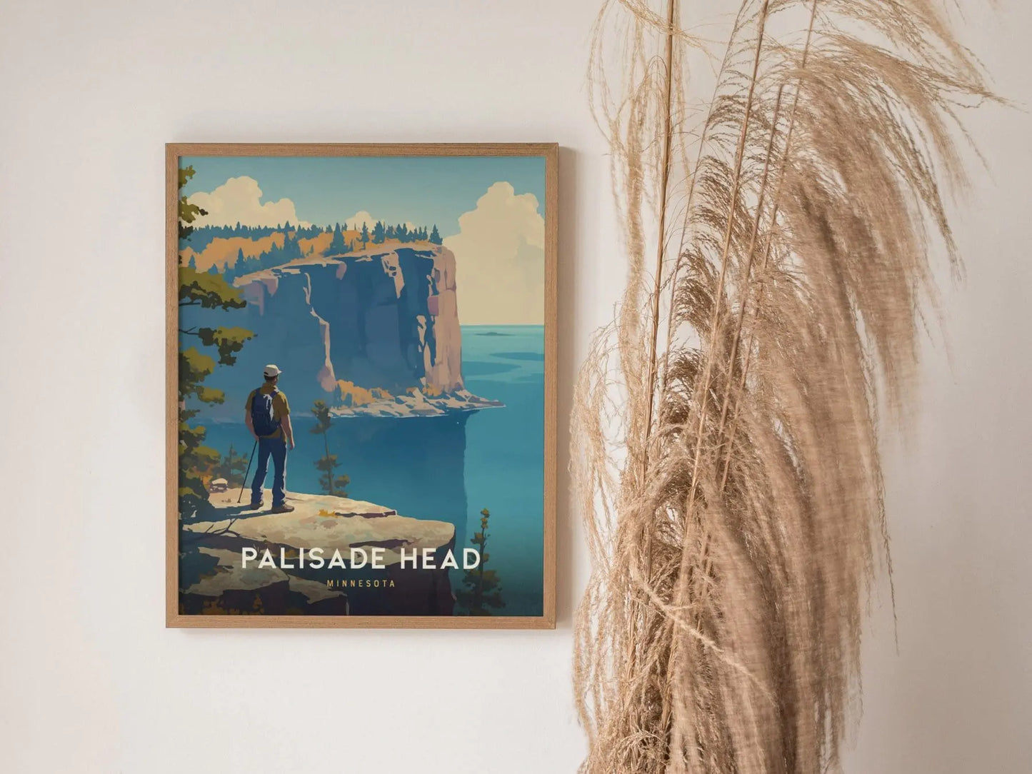 Palisade Head Minnesota Poster, North Shore Cliff View Art, Framed/Unframed Lake Superior Print, Hiker Gift, Nature Lover Gift, Airbnb Decor