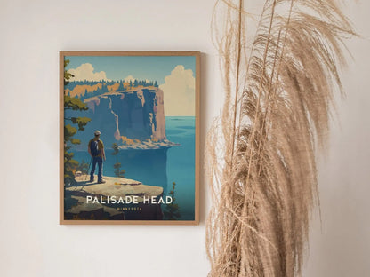 Palisade Head Minnesota Poster, North Shore Cliff View Art, Framed/Unframed Lake Superior Print, Hiker Gift, Nature Lover Gift, Airbnb Decor