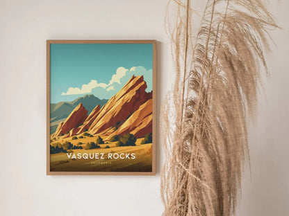 Vasquez Rocks Poster, California Nature Landmark Art, Framed/Unframed Geological Print, Star Trek Filming Location Decor, Trekkie Gift