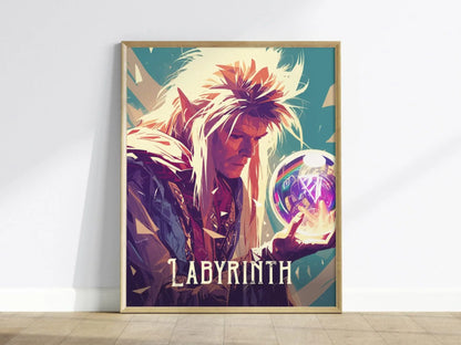 Labyrinth Film Framed Poster, 80s Nostalgia Wall Art | Classic Jim Henson 1980s Nostalgic Movie David Bowie Fan Fantasy Nostalgia Decor Gift