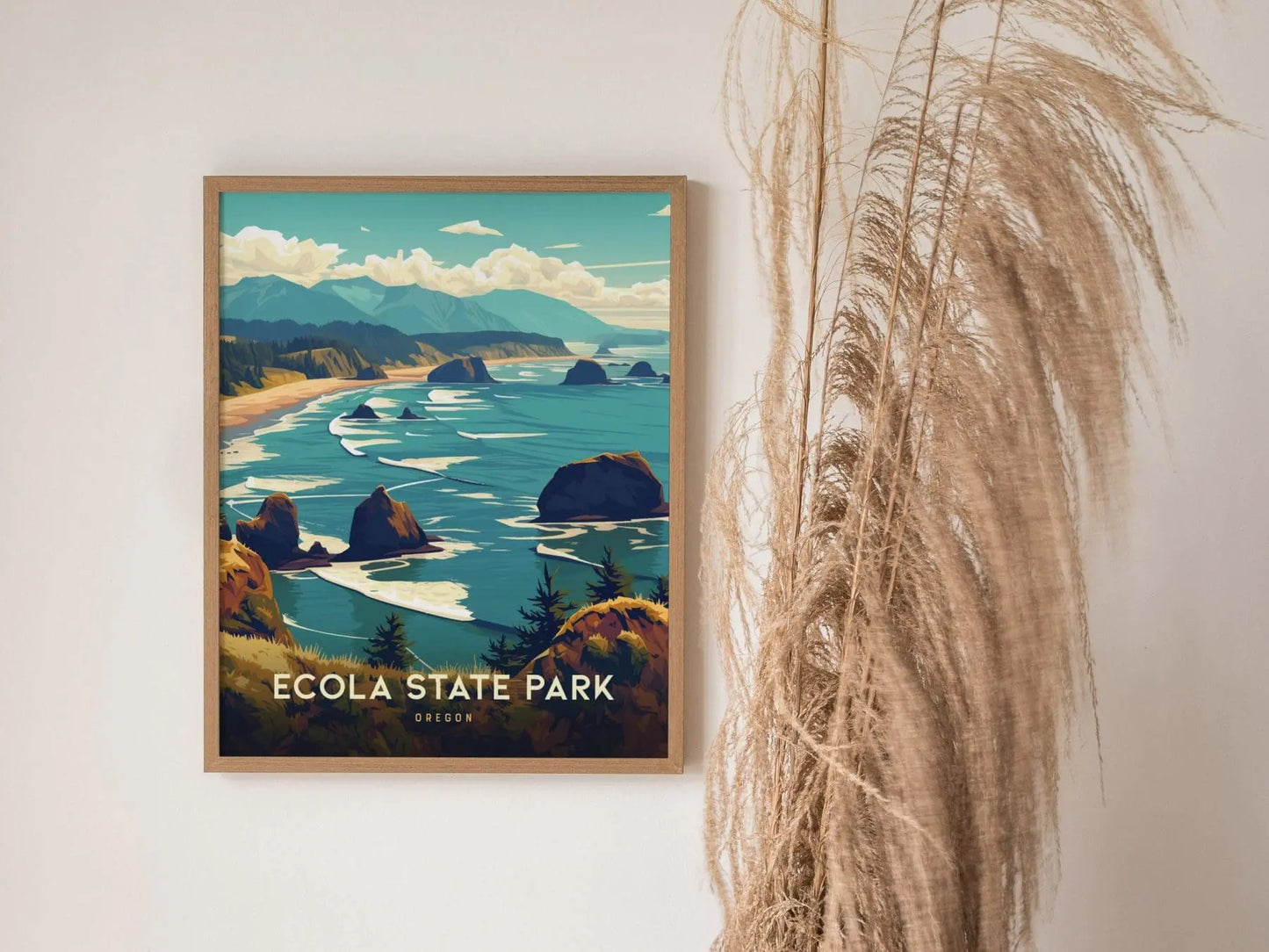 Ecola State Park Oregon Poster, Coastal Landscape Art, Framed/Unframed Nature Print, Hiking Gift, Pacific Northwest Decor, Oregon Coast Art