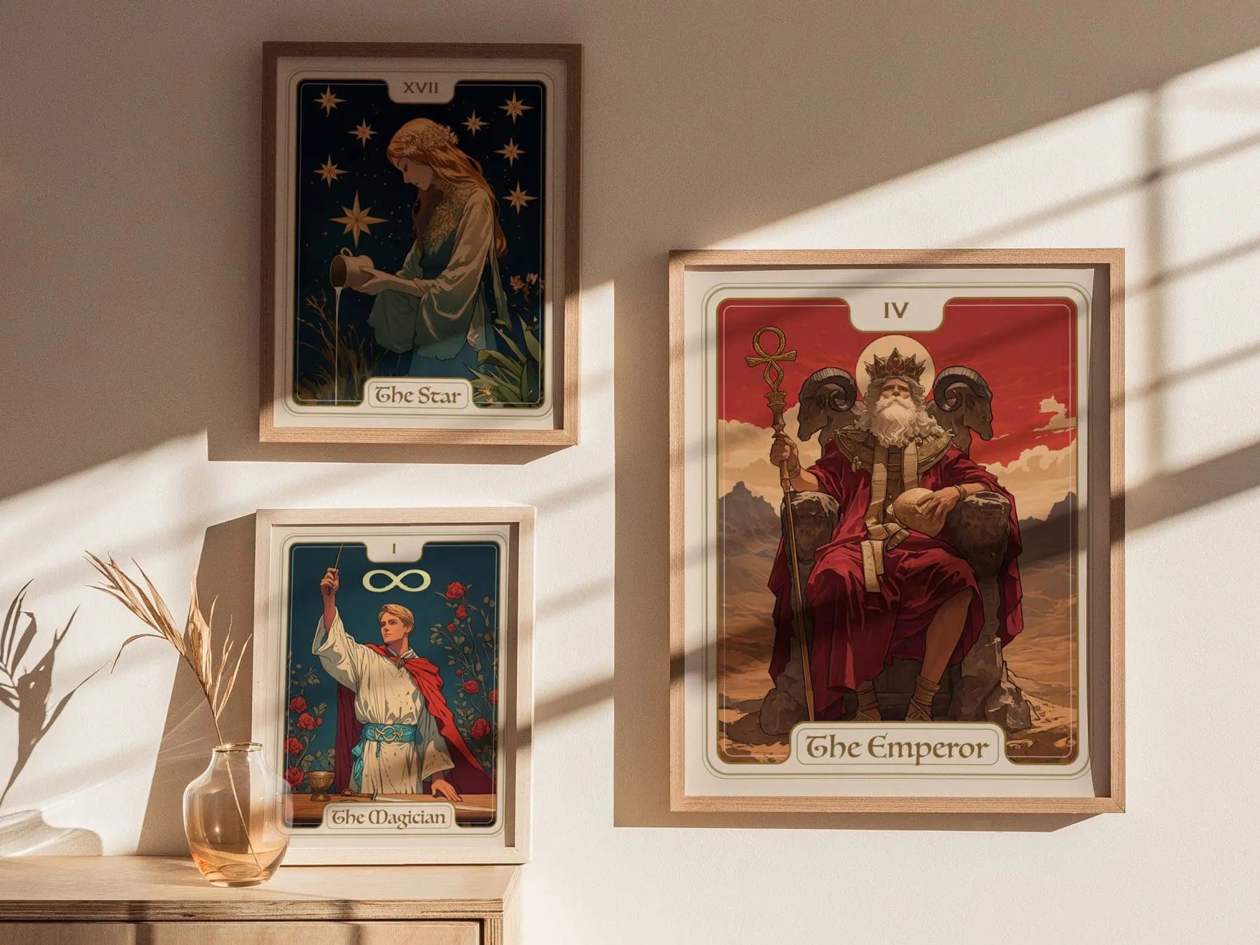 The Emperor Major Arcana IV Tarot Card Framed Poster - Rider Waite Artwork Divination Art Nouveau Wiccan Dark Academia Home Decor Gift Set - Swell Scenes