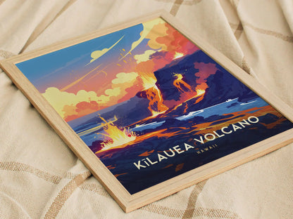 Kilauea Volcano Hawaii Poster, Volcano Landscape Art, Framed/Unframed Nature Print, Volcanic Decor, Big Island Gift, Hawaii Airbnb Decor