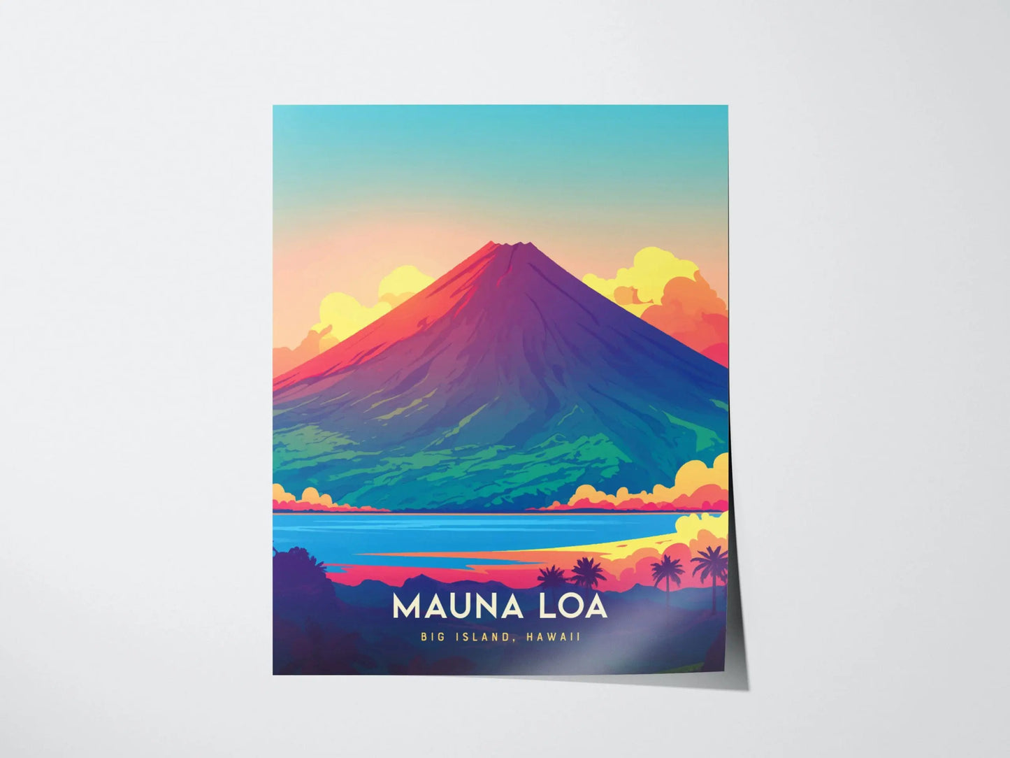 Mauna Loa Volcano Poster, Big Island Hawaii Landscape, Framed/Unframed Nature Art, Hawaiian Volcano Print, Island Adventure Decor Wall Art