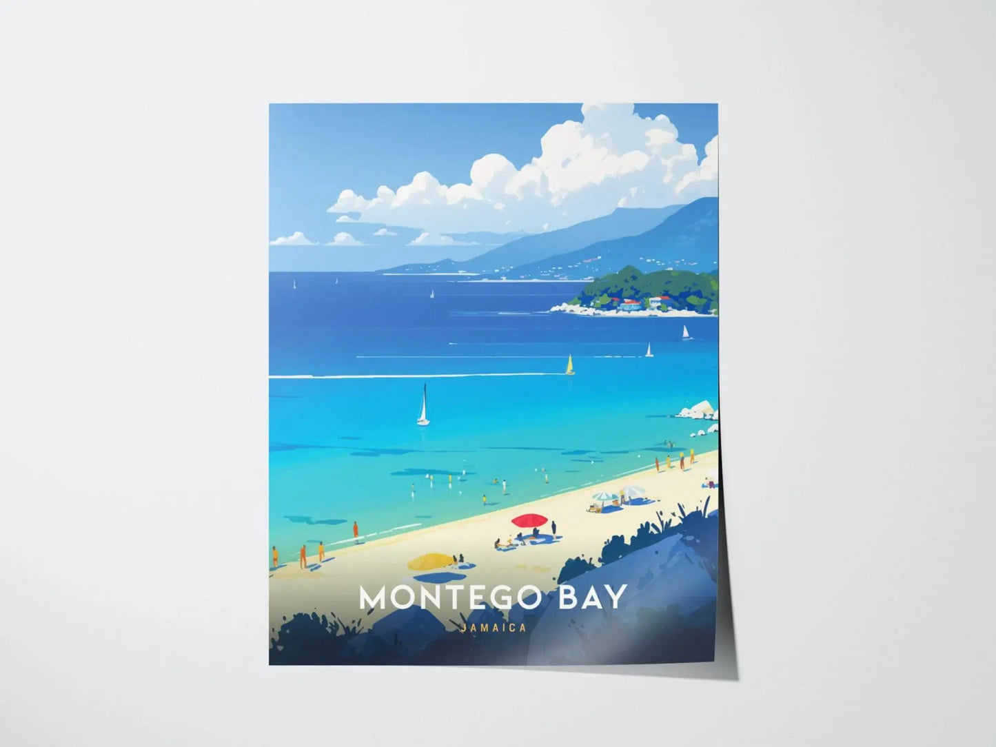 Montego Bay Jamaica Beach Poster, Vacation Vibes Art, Framed/Unframed Montego Bay Print, Jamaica Travel Poster Gift, Tropical Beach Decor