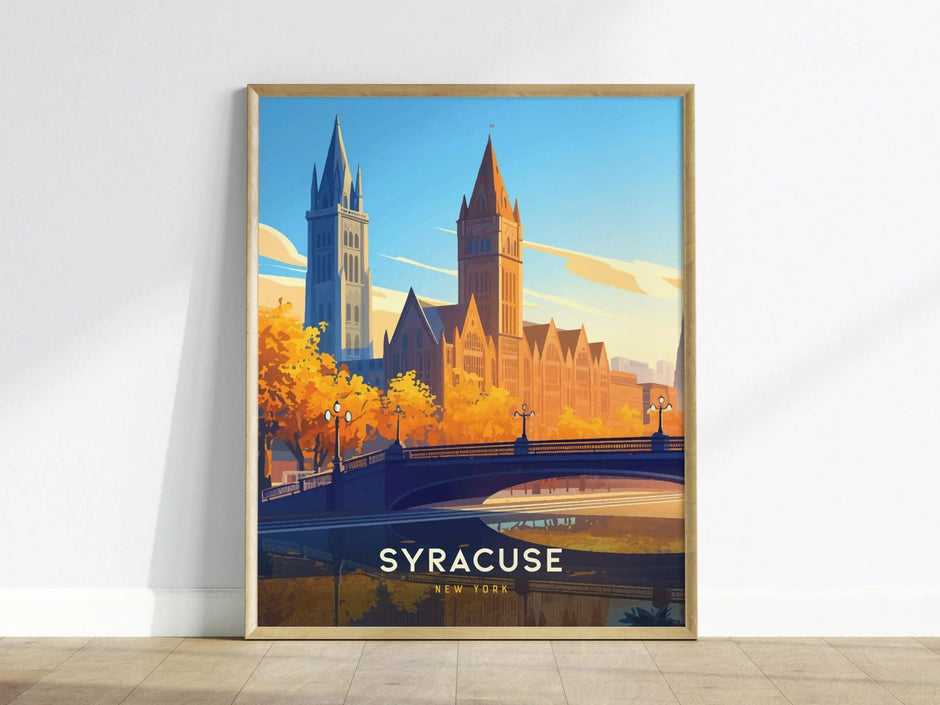 Syracuse New York City Poster, Framed/Unframed Syracuse Skyline Print, Travel and Urban Decor, New York State Gift, New York Airbnb Decor - Swell Scenes
