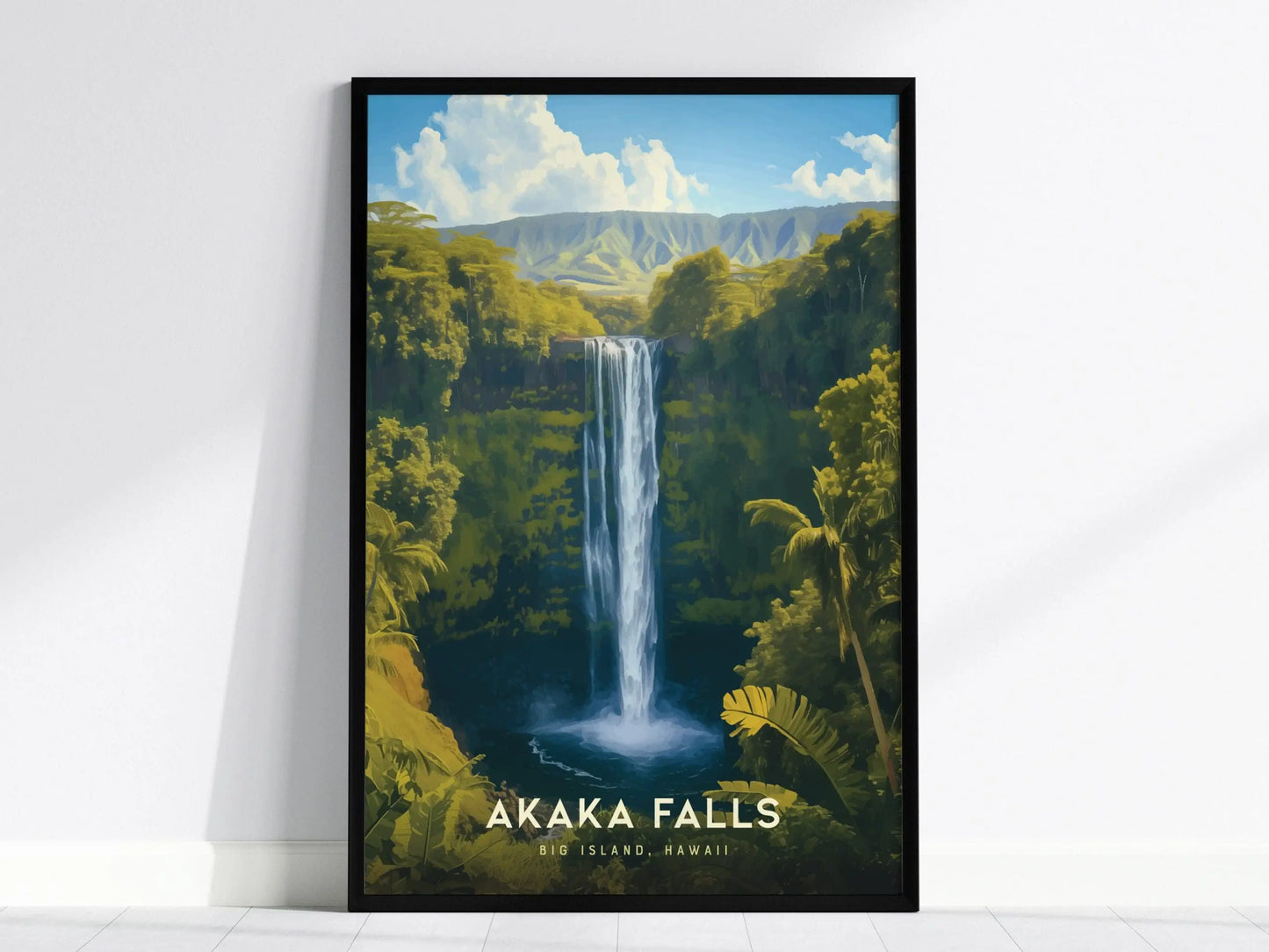 Akaka Falls, Big Island Hawaii Poster - Lush Waterfall Scenic Print, Framed/Unframed, Ideal Gift for Nature Lovers, Coastal Home Decor