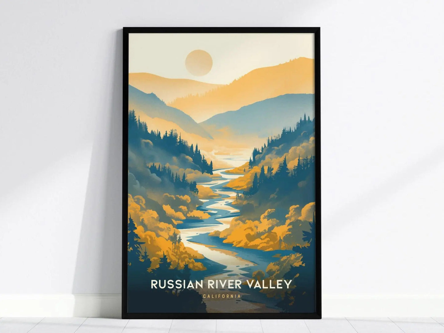 Russian River Valley, California Vineyards Poster - Framed/Unframed Wine Country Landscape, Perfect Gift for Wine Lovers, West Coast Airbnb