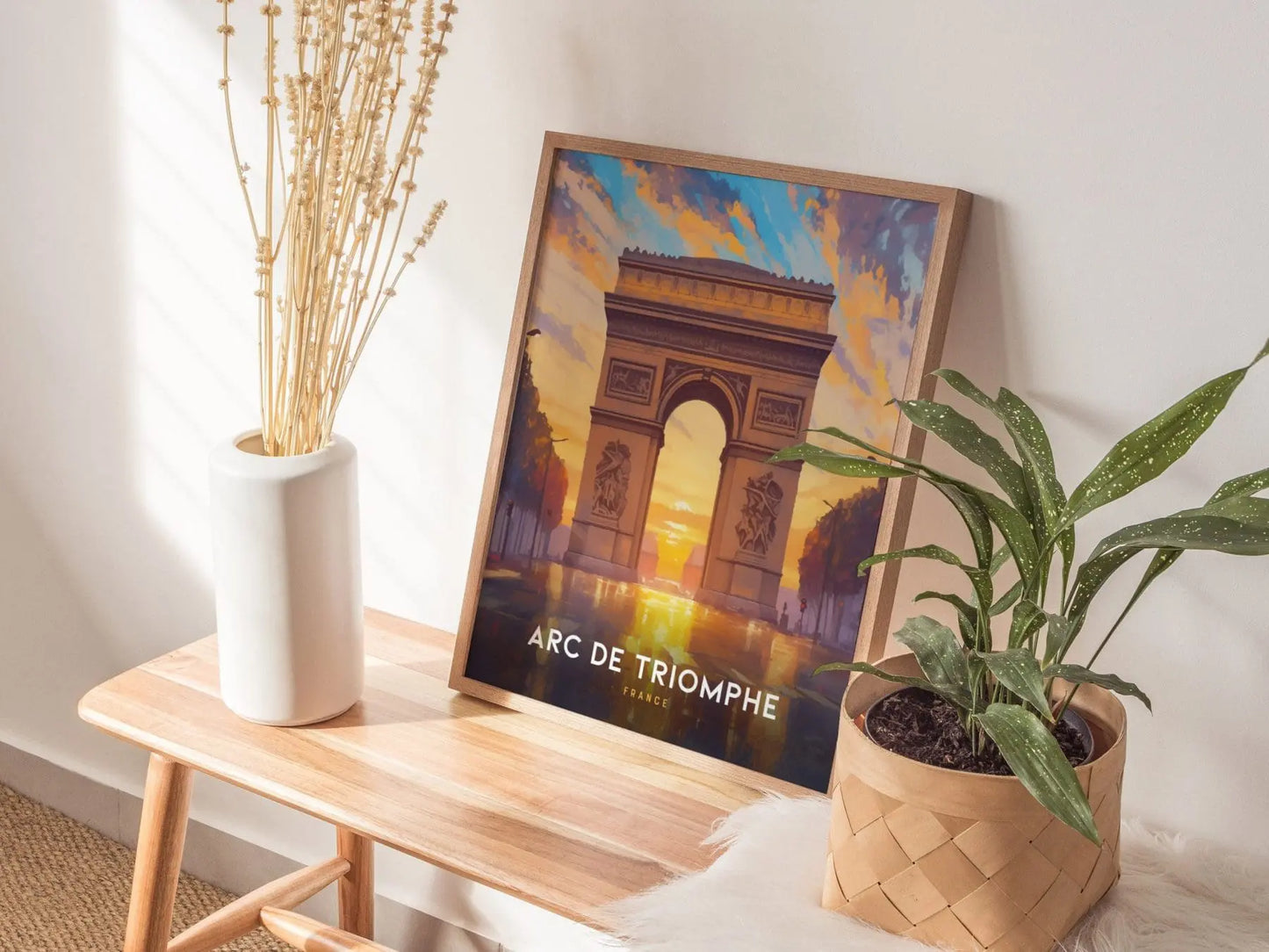 Arc de Triomphe, France at Sunrise Poster - Iconic Parisian Landmark View, Framed/Unframed, Perfect for Travel and History Buffs, Home Decor